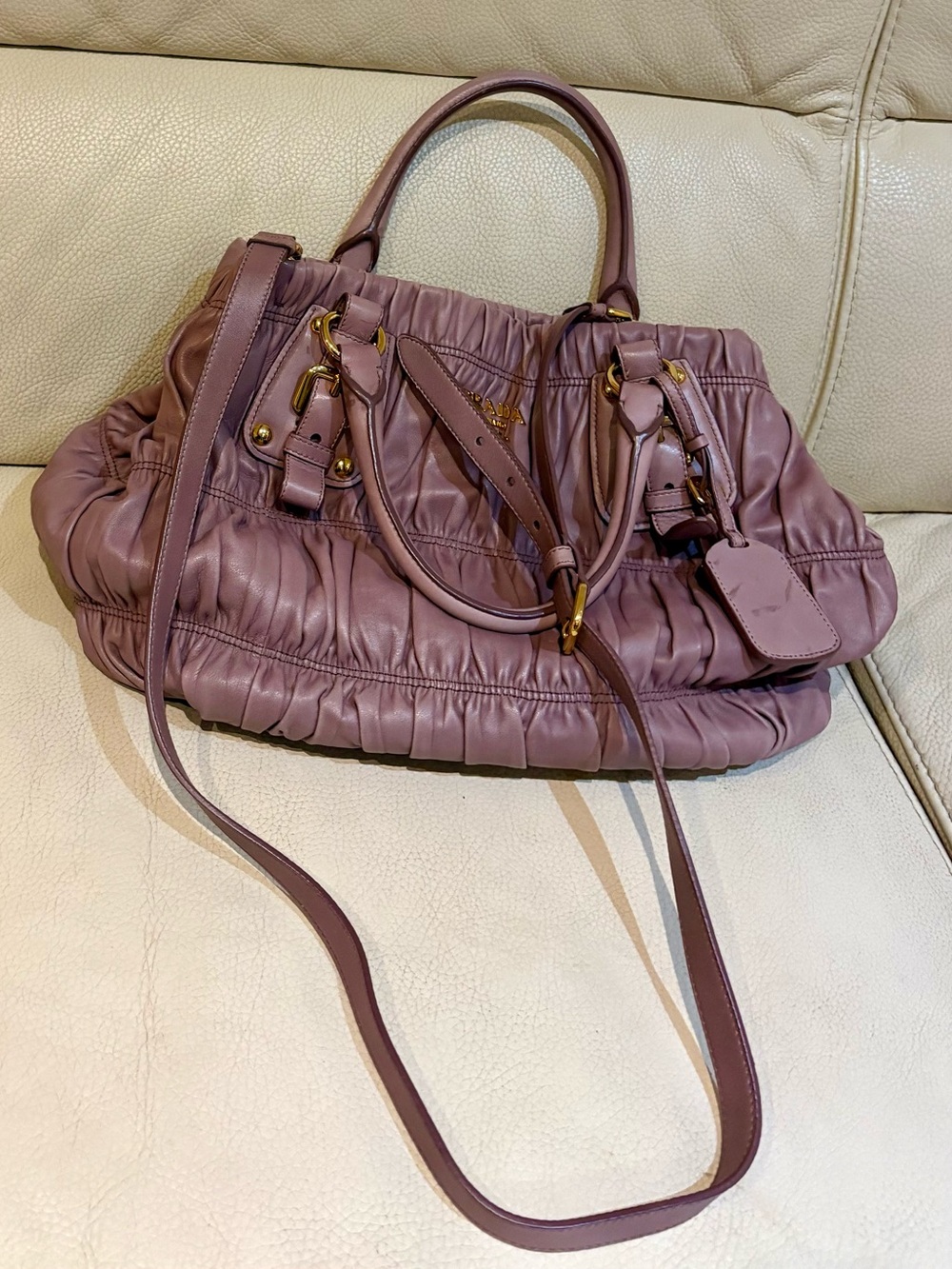 Prada Nappa Gaufre Satchel (Prada Gaufre Convertible Tote) 100% Authentic